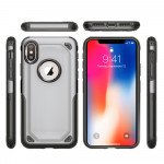 Wholesale iPhone Xs Max Tough Armor Hybrid Case (Silver)